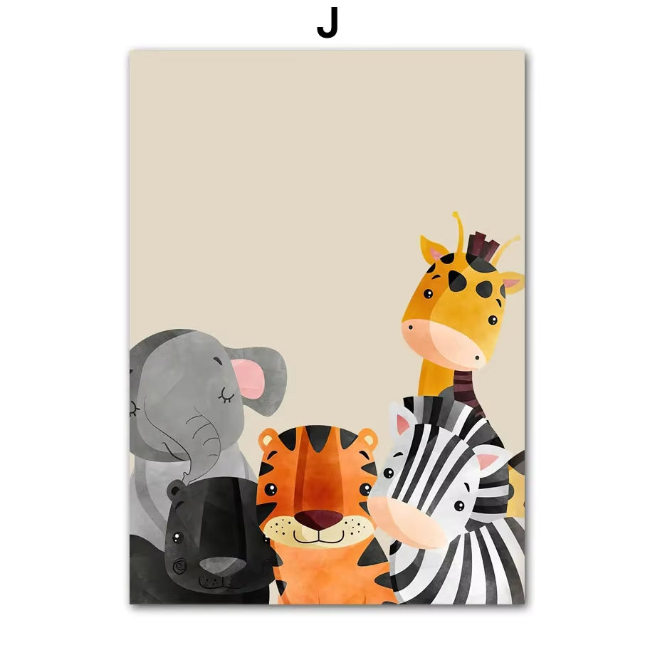 Giraffe Zebra Tiger Leopard Nursery Wall Art Canvas Painting Nordic Posters and Prints Cartoon Wall Picture Baby Kids Room Decor