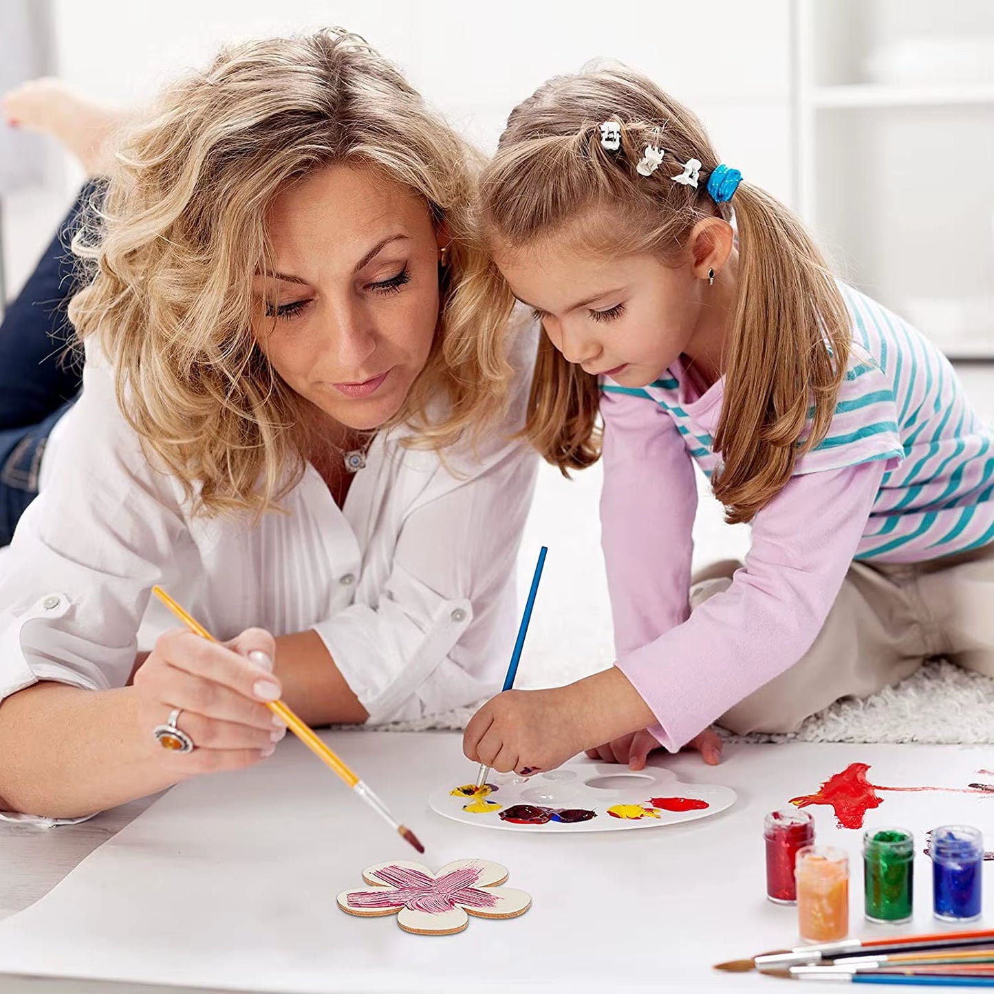 20Pcs Wooden Flower Shape Blank DIY Painting Crafts Coasters for Kids Birthday Party Favors Baby Shower Gift School Rewards