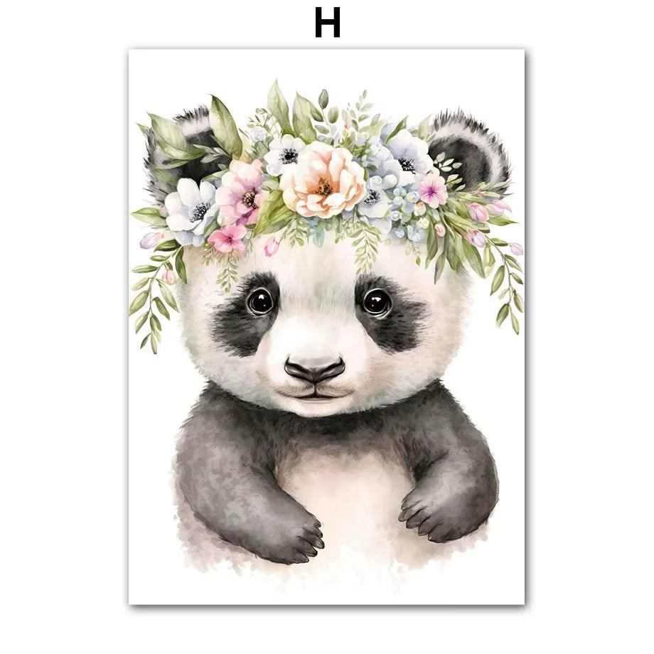 Wildlife Leopard Zebra Deer Bear Fox Panda Wall Art Canvas Painting Nordic Posters Prints Nursery Pictures Kids Baby Room Decor