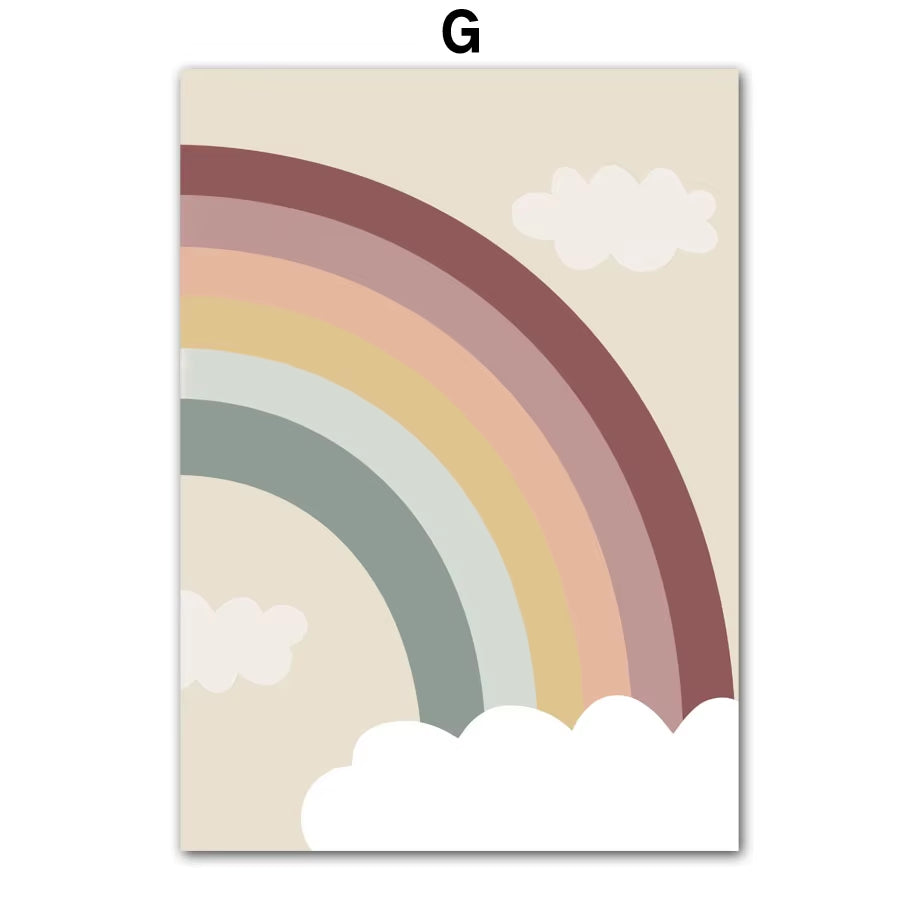 Sun Rainbow Butterfly Unicorn Flower Wall Art Canvas Painting Nordic Posters and Prints College Apartment Kids Girl'S Room Decor