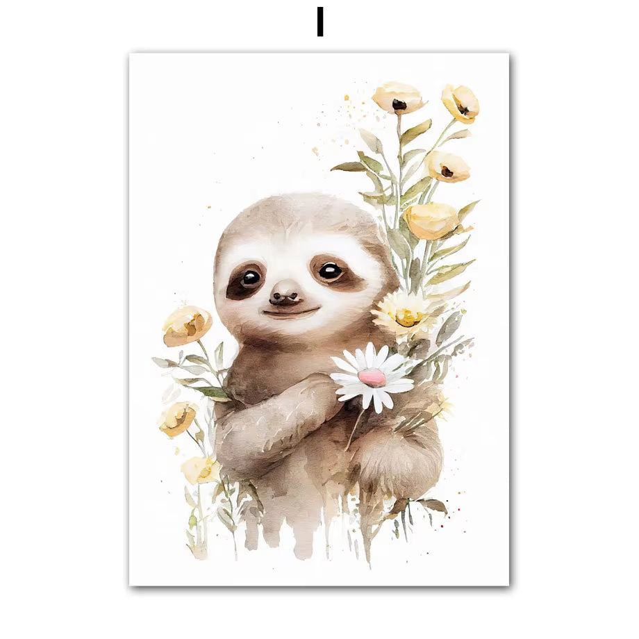 Wildlife Leopard Zebra Deer Bear Fox Panda Wall Art Canvas Painting Nordic Posters Prints Nursery Pictures Kids Baby Room Decor