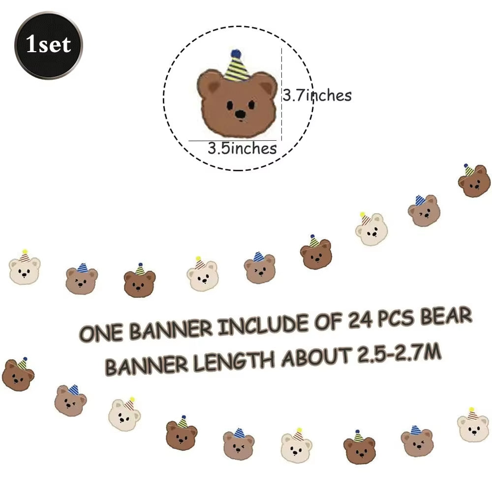 Bear Theme Disposable Tableware Cartoon Brown Bear Banner Plate Napkin Cup Tablecloth Teddy Bear Theme Birthday Party Baby Party