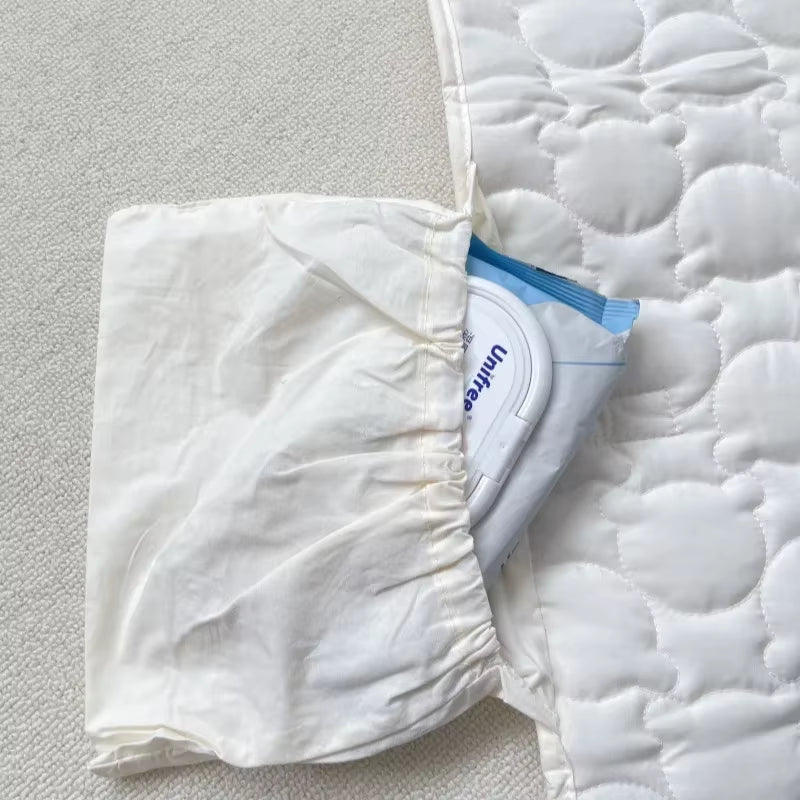 High Quality Infant Baby Changing Pad White Cute Cartoon Bear Newborn Dipaer Changing Pad Cover Outdoor Fold Baby Changing Mat