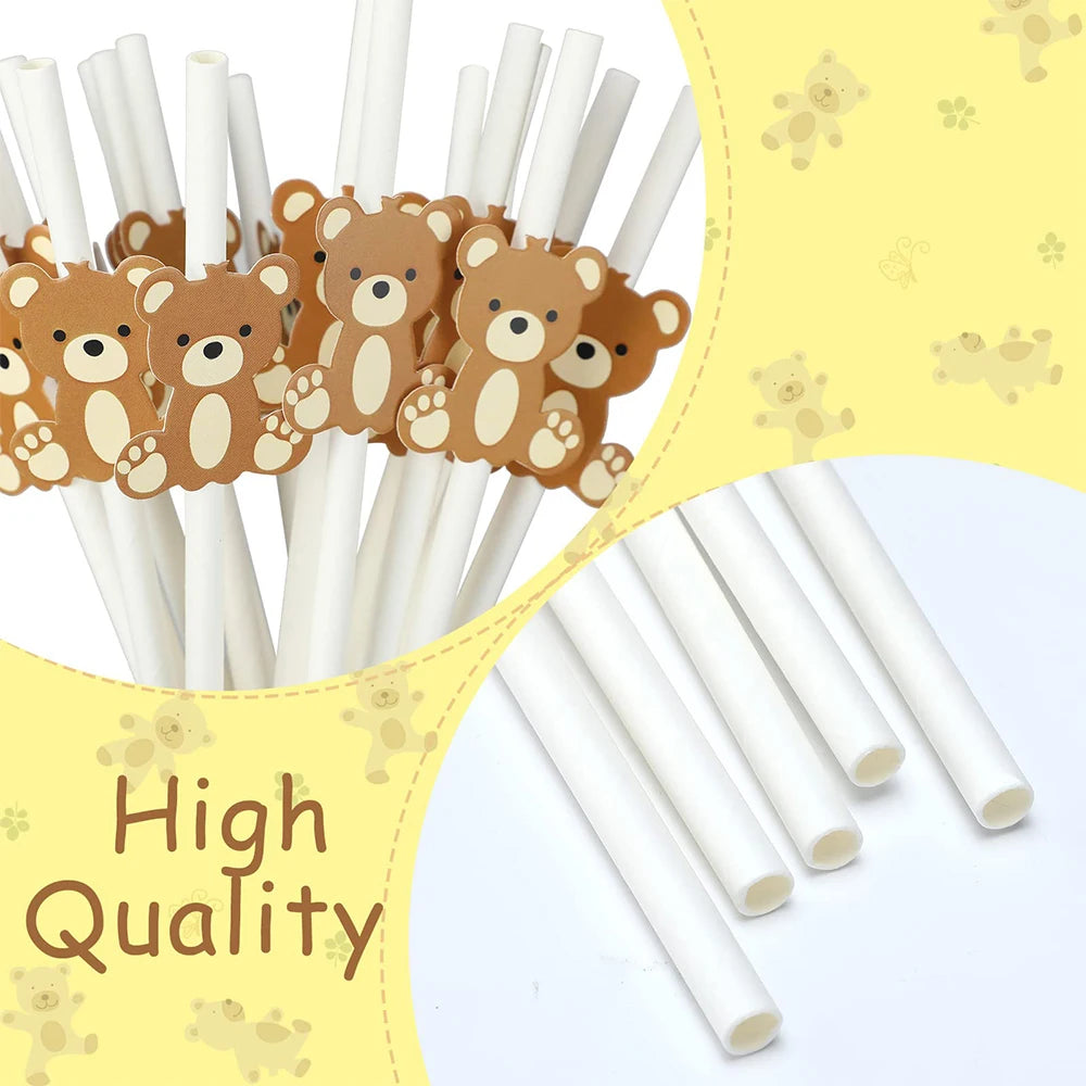 Bear Theme Disposable Tableware Cartoon Brown Bear Banner Plate Napkin Cup Tablecloth Teddy Bear Theme Birthday Party Baby Party