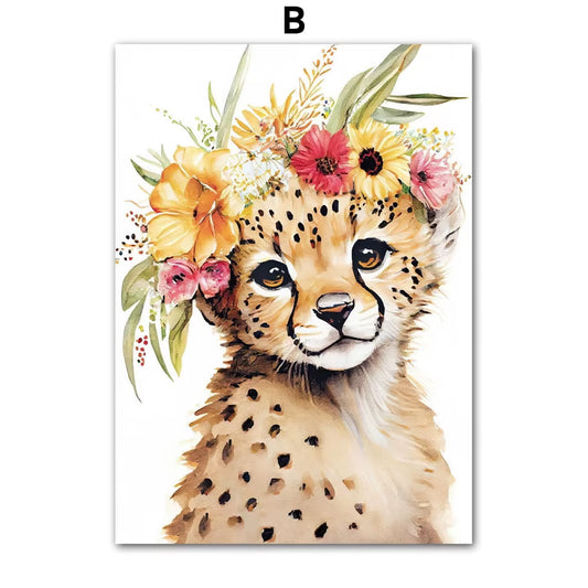 Wildlife Leopard Zebra Deer Bear Fox Panda Wall Art Canvas Painting Nordic Posters Prints Nursery Pictures Kids Baby Room Decor