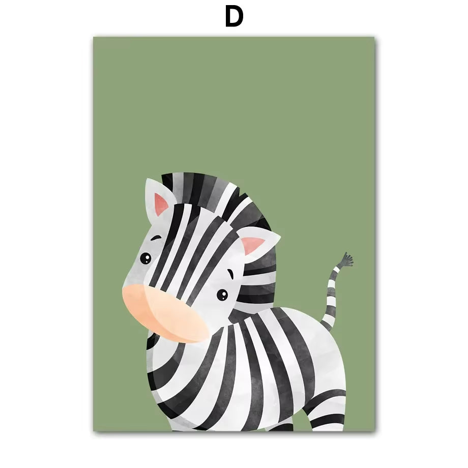 Giraffe Zebra Tiger Leopard Nursery Wall Art Canvas Painting Nordic Posters and Prints Cartoon Wall Picture Baby Kids Room Decor