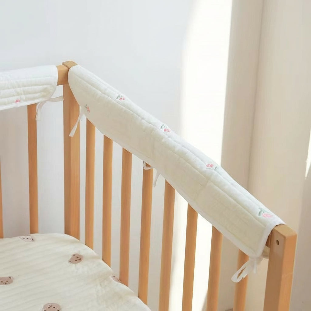 Soft Cotton Cute Bear Bumper Embroidery Small Bear Baby Grils Safe Bed Bumpers Rail Guard anti Bite Collision Protection Bumpers