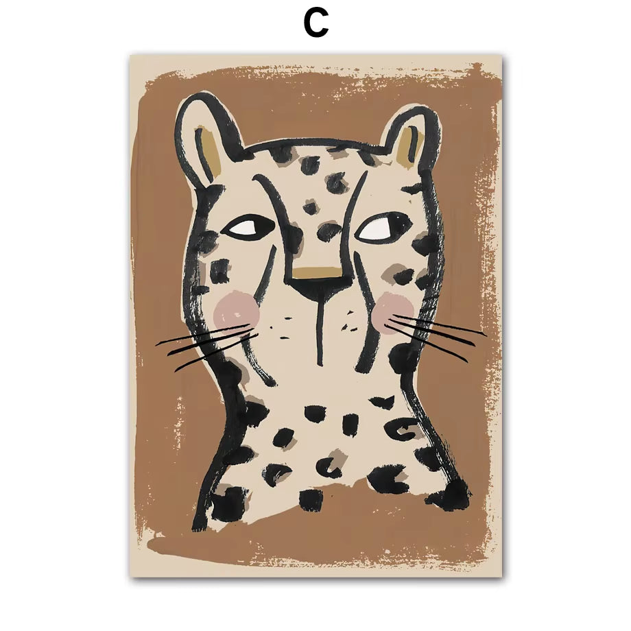 Whale Leopard Dinosaur Pigeon Abstract Nursery Animal Posters and Prints Wall Art Canvas Painting Pictures Baby Kids Room Decor