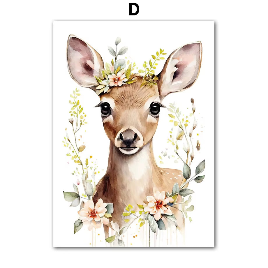 Wildlife Leopard Zebra Deer Bear Fox Panda Wall Art Canvas Painting Nordic Posters Prints Nursery Pictures Kids Baby Room Decor