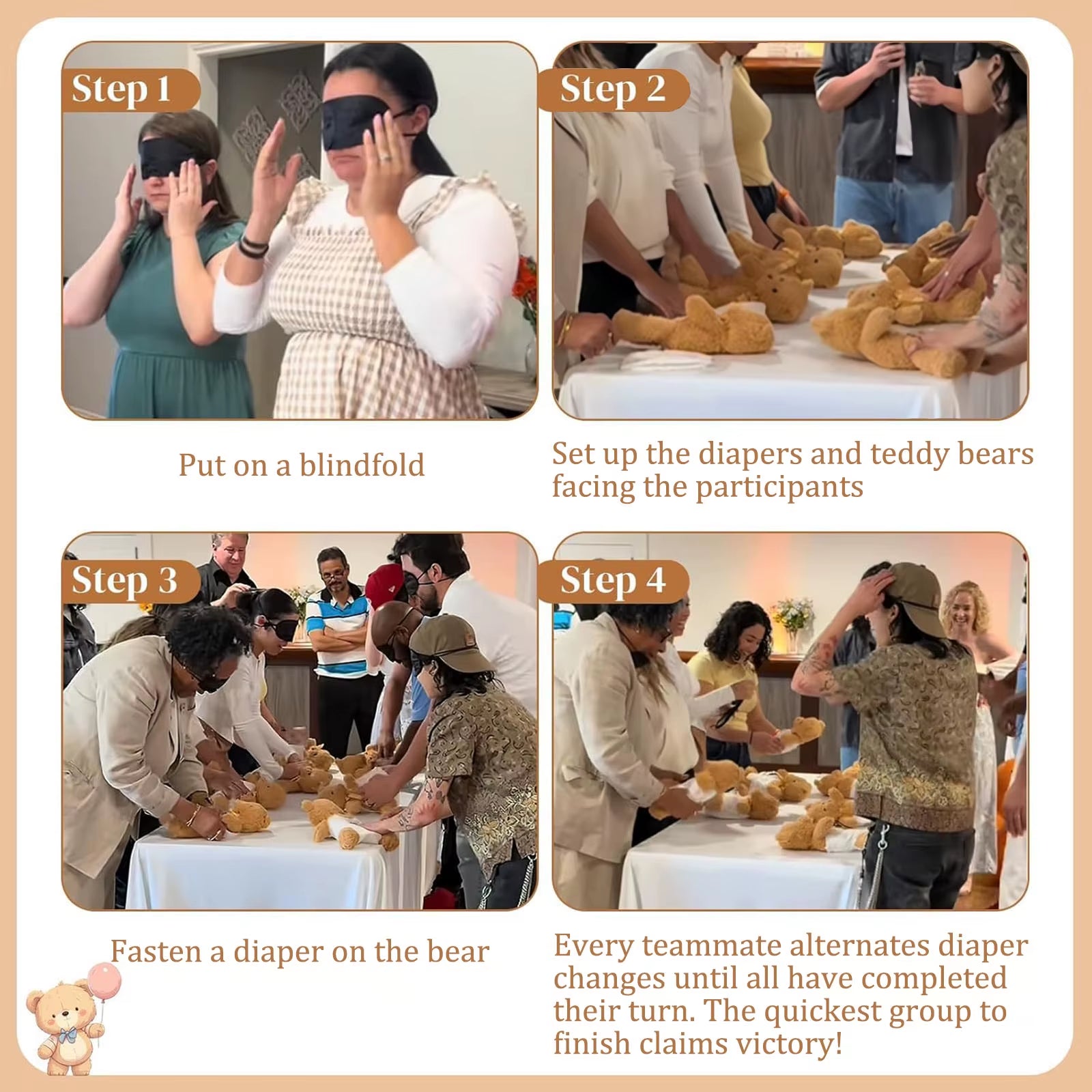 4/6/8/12 Sets Baby Shower Games Prizes Gifts Baby Doll Diapers Bear Blindfolded Diaper Changing Gender Reveal Baby Shower Favors