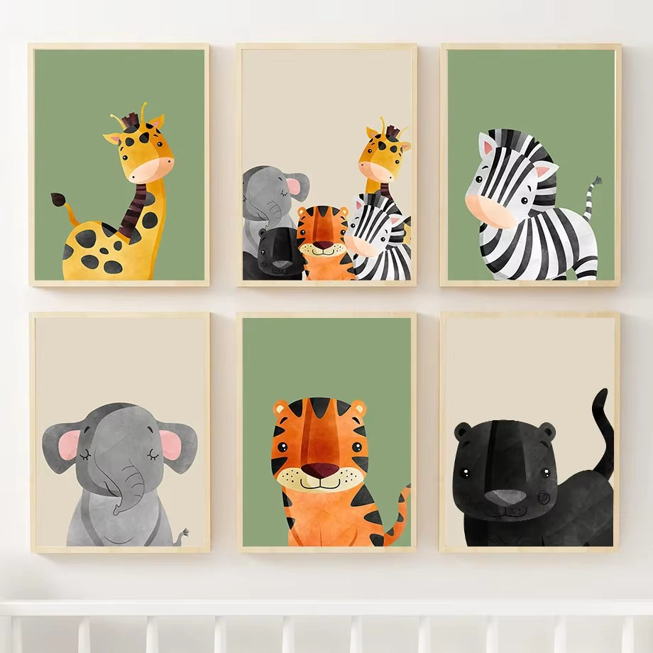 Giraffe Zebra Tiger Leopard Nursery Wall Art Canvas Painting Nordic Posters and Prints Cartoon Wall Picture Baby Kids Room Decor