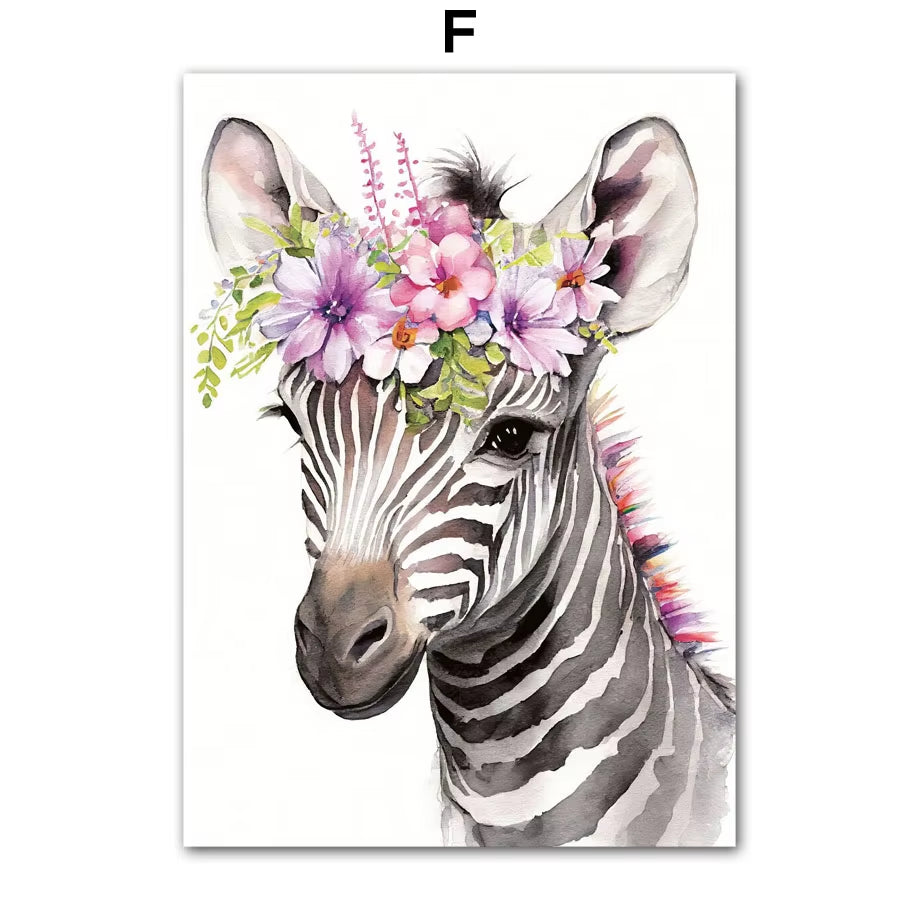 Wildlife Leopard Zebra Deer Bear Fox Panda Wall Art Canvas Painting Nordic Posters Prints Nursery Pictures Kids Baby Room Decor