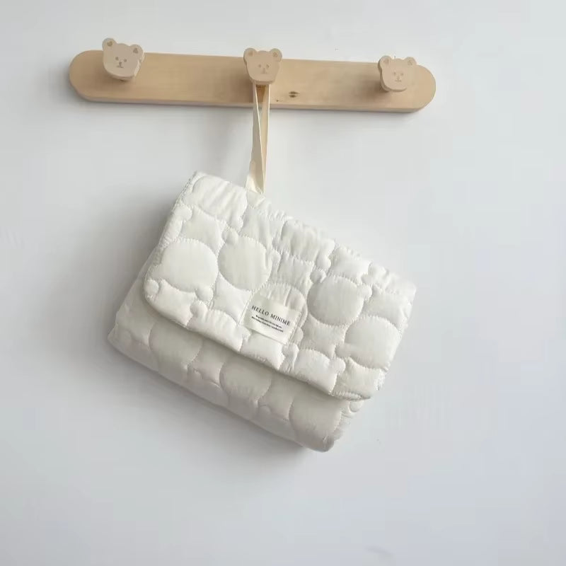 High Quality Infant Baby Changing Pad White Cute Cartoon Bear Newborn Dipaer Changing Pad Cover Outdoor Fold Baby Changing Mat