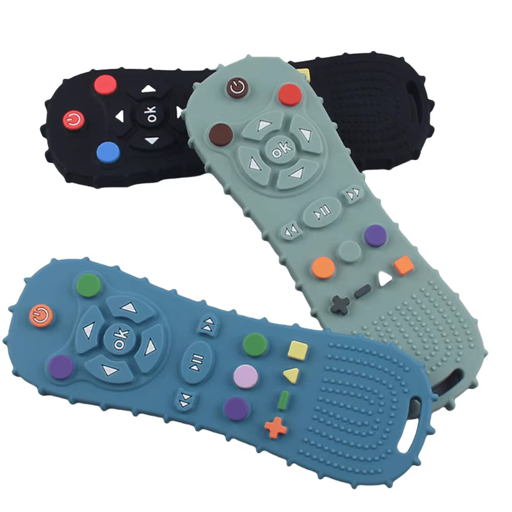 Baby Teething Toys, Food Grade Silicone Teether, Suitable for Babies over 6 Months, TV Remote Control Shape Toddler Chew Toys