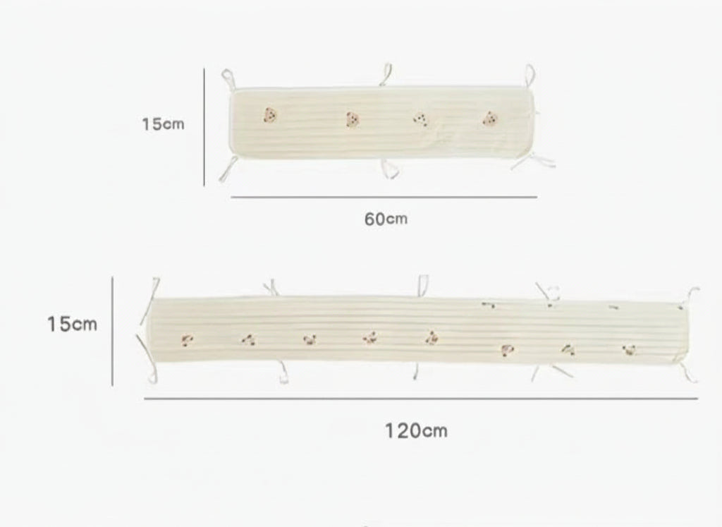 Soft Cotton Cute Bear Bumper Embroidery Small Bear Baby Grils Safe Bed Bumpers Rail Guard anti Bite Collision Protection Bumpers