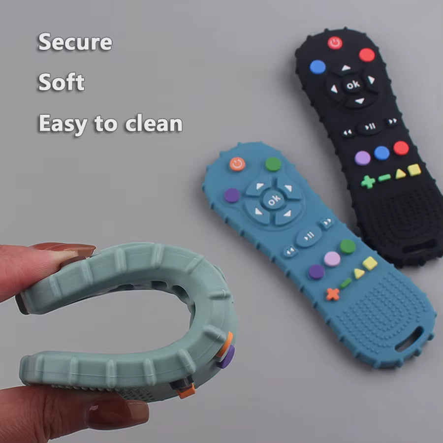 Baby Teething Toys, Food Grade Silicone Teether, Suitable for Babies over 6 Months, TV Remote Control Shape Toddler Chew Toys