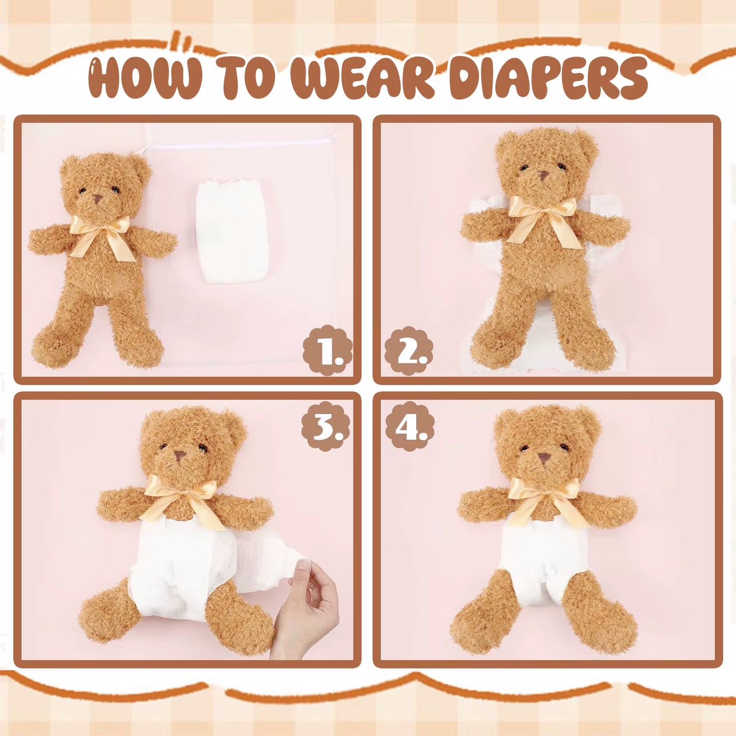 4/6/8/12 Sets Baby Shower Games Prizes Gifts Baby Doll Diapers Bear Blindfolded Diaper Changing Gender Reveal Baby Shower Favors