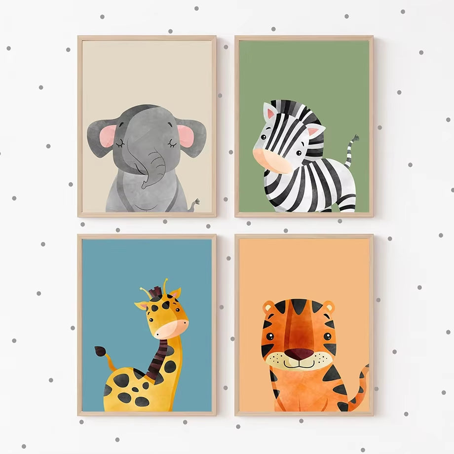 Giraffe Zebra Tiger Leopard Nursery Wall Art Canvas Painting Nordic Posters and Prints Cartoon Wall Picture Baby Kids Room Decor