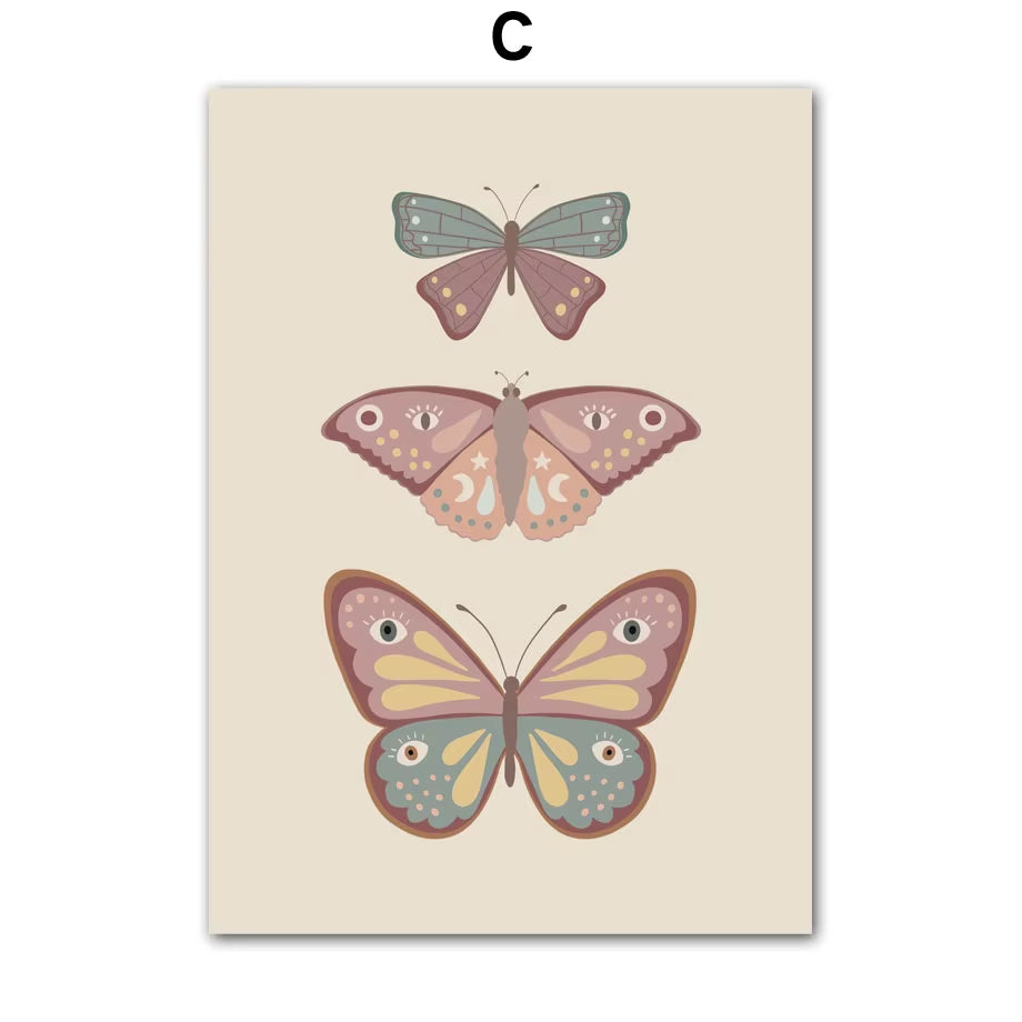 Sun Rainbow Butterfly Unicorn Flower Wall Art Canvas Painting Nordic Posters and Prints College Apartment Kids Girl'S Room Decor