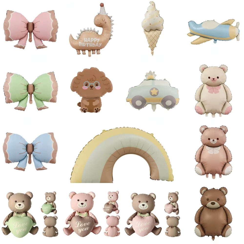 Matte Balloon Aluminum Film Balloon Cartoon Teddy Bear Rainbow Bow Dinosaur Car Birthday Decoration Arrangement