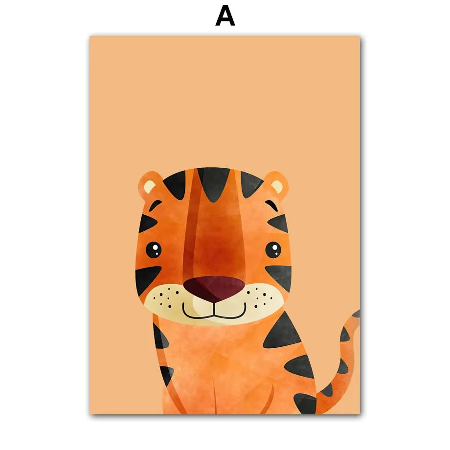Giraffe Zebra Tiger Leopard Nursery Wall Art Canvas Painting Nordic Posters and Prints Cartoon Wall Picture Baby Kids Room Decor