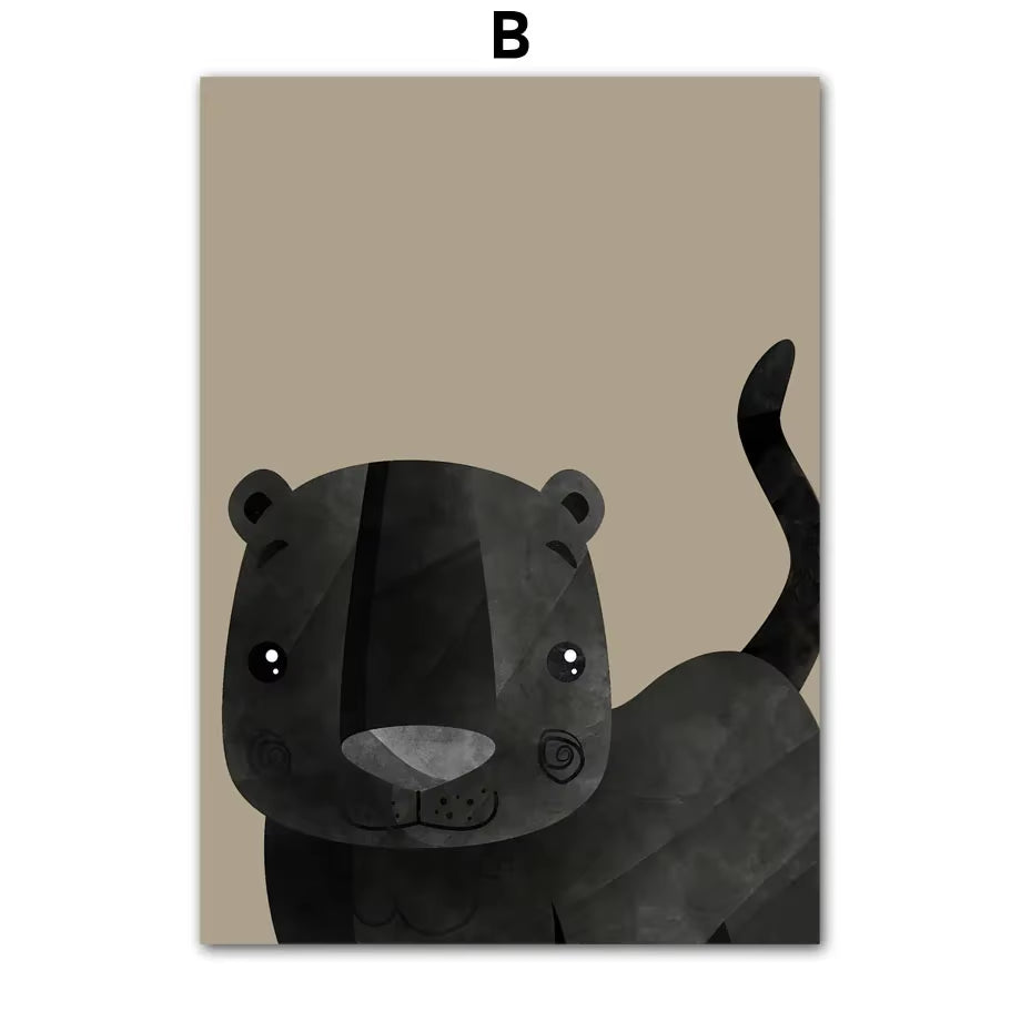 Giraffe Zebra Tiger Leopard Nursery Wall Art Canvas Painting Nordic Posters and Prints Cartoon Wall Picture Baby Kids Room Decor