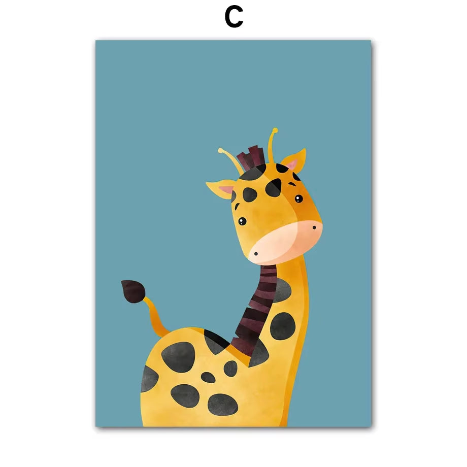 Giraffe Zebra Tiger Leopard Nursery Wall Art Canvas Painting Nordic Posters and Prints Cartoon Wall Picture Baby Kids Room Decor