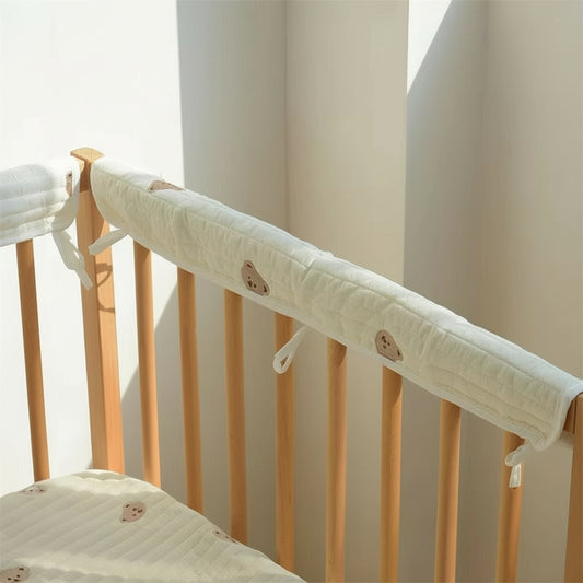 Soft Cotton Cute Bear Bumper Embroidery Small Bear Baby Grils Safe Bed Bumpers Rail Guard anti Bite Collision Protection Bumpers