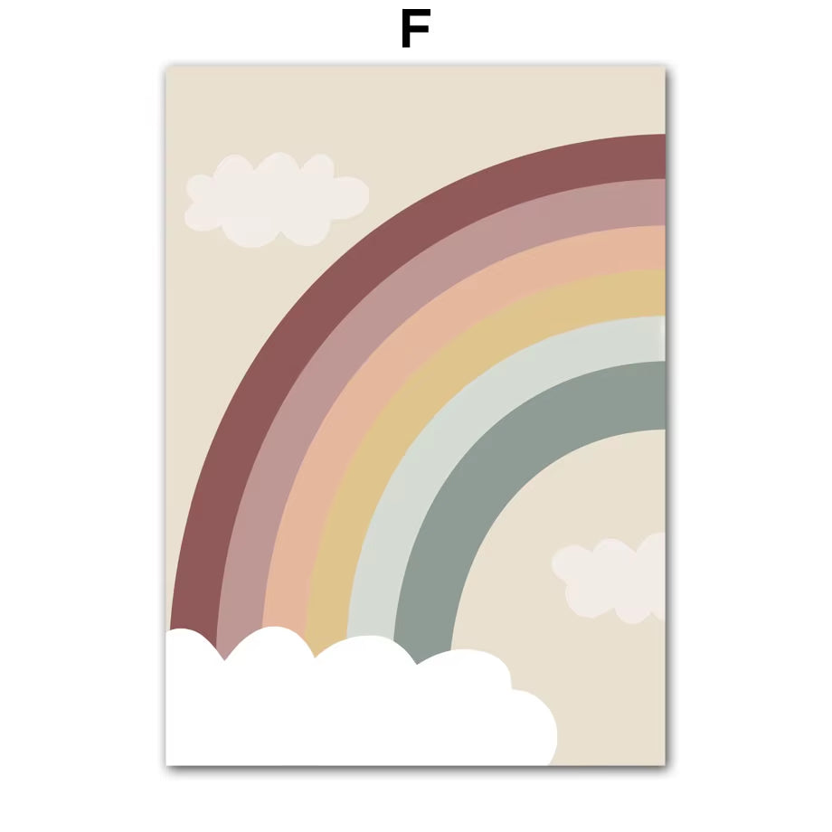 Sun Rainbow Butterfly Unicorn Flower Wall Art Canvas Painting Nordic Posters and Prints College Apartment Kids Girl'S Room Decor