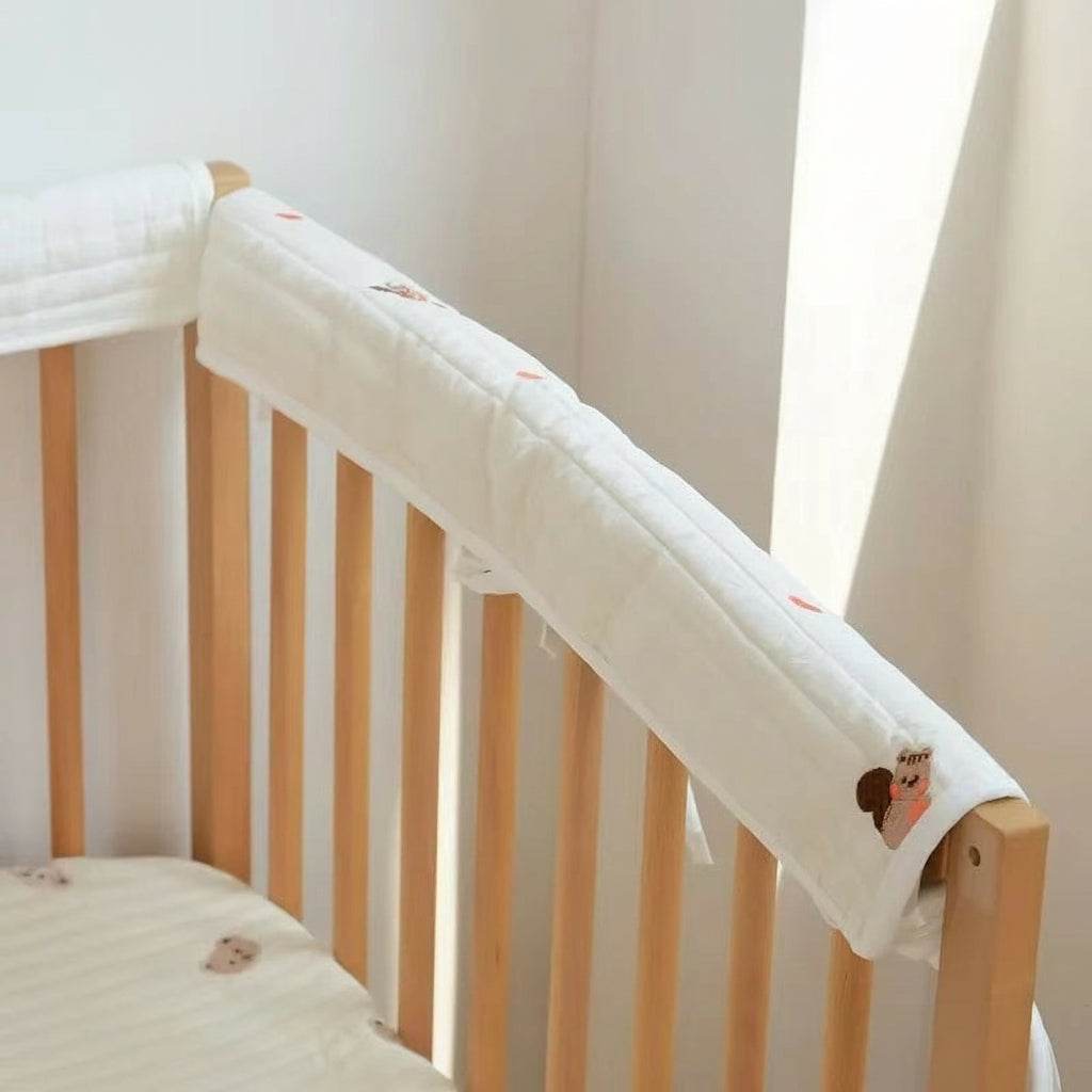 Soft Cotton Cute Bear Bumper Embroidery Small Bear Baby Grils Safe Bed Bumpers Rail Guard anti Bite Collision Protection Bumpers