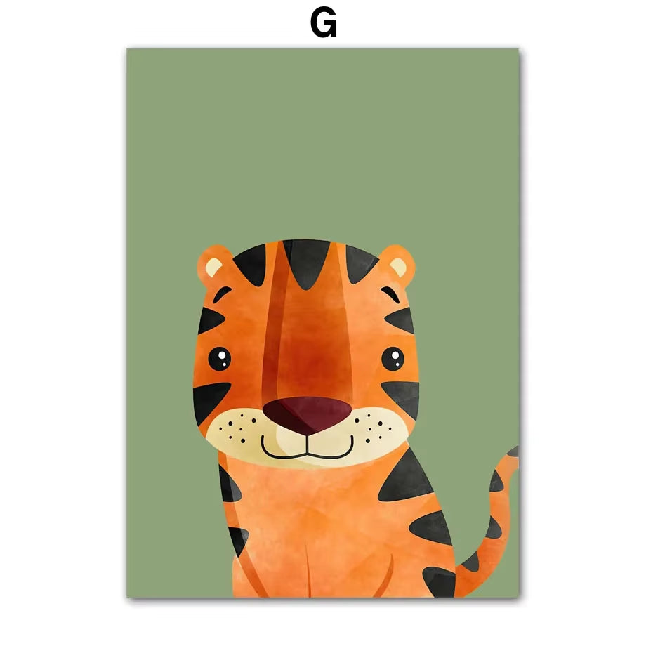 Giraffe Zebra Tiger Leopard Nursery Wall Art Canvas Painting Nordic Posters and Prints Cartoon Wall Picture Baby Kids Room Decor