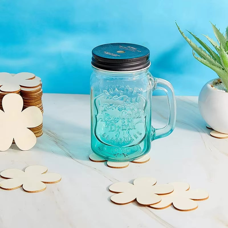 20Pcs Wooden Flower Shape Blank DIY Painting Crafts Coasters for Kids Birthday Party Favors Baby Shower Gift School Rewards