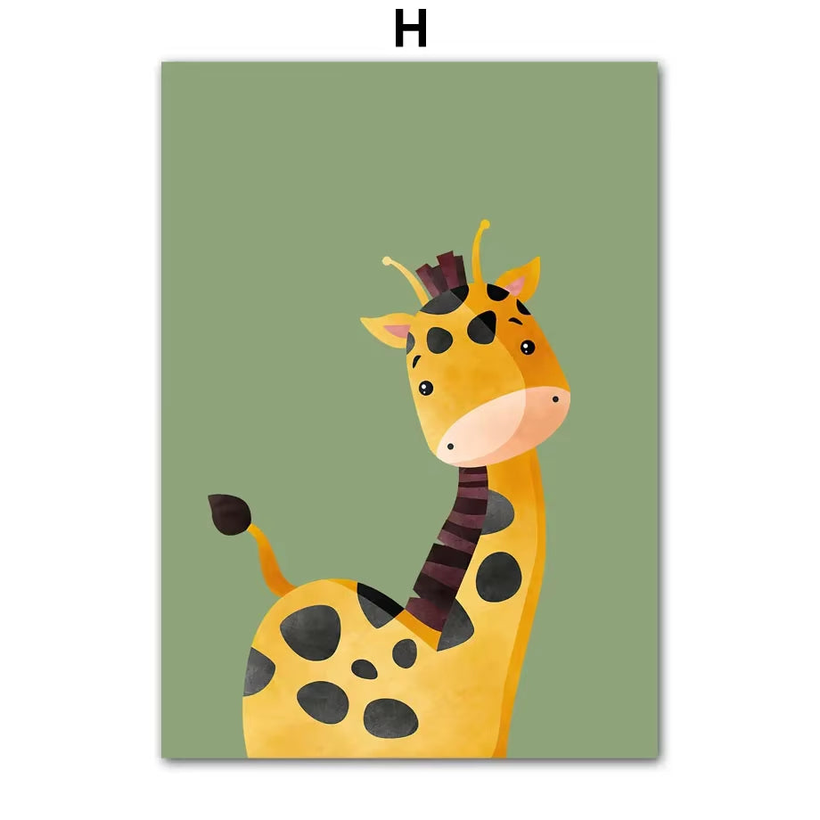 Giraffe Zebra Tiger Leopard Nursery Wall Art Canvas Painting Nordic Posters and Prints Cartoon Wall Picture Baby Kids Room Decor