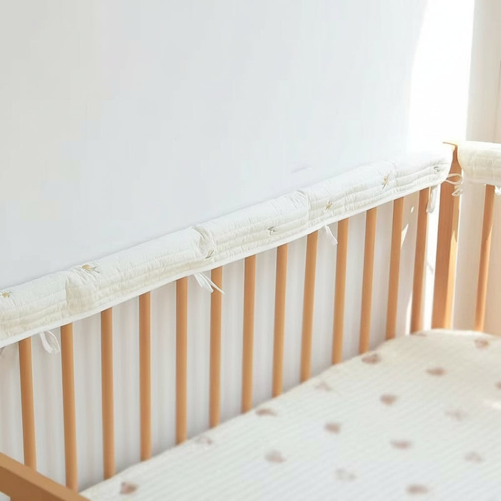 Soft Cotton Cute Bear Bumper Embroidery Small Bear Baby Grils Safe Bed Bumpers Rail Guard anti Bite Collision Protection Bumpers