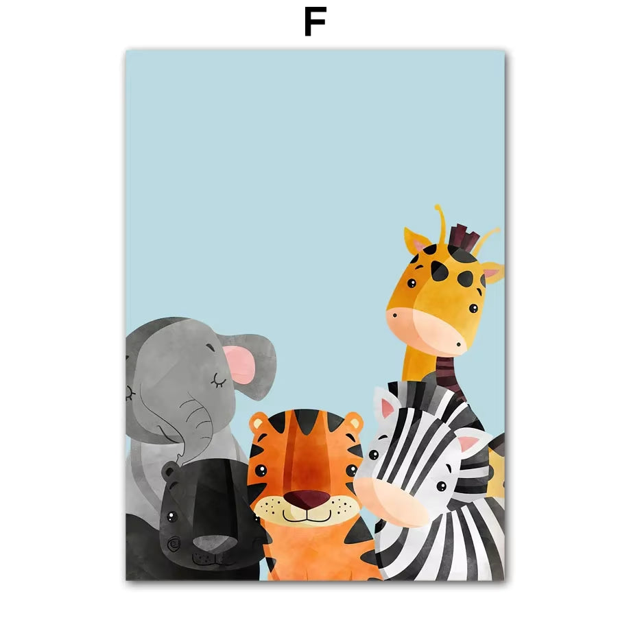 Giraffe Zebra Tiger Leopard Nursery Wall Art Canvas Painting Nordic Posters and Prints Cartoon Wall Picture Baby Kids Room Decor