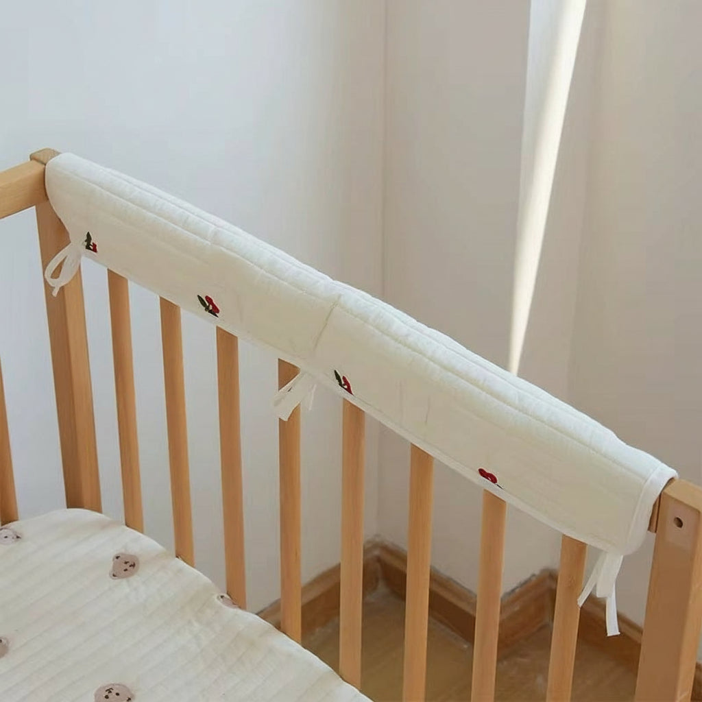Soft Cotton Cute Bear Bumper Embroidery Small Bear Baby Grils Safe Bed Bumpers Rail Guard anti Bite Collision Protection Bumpers