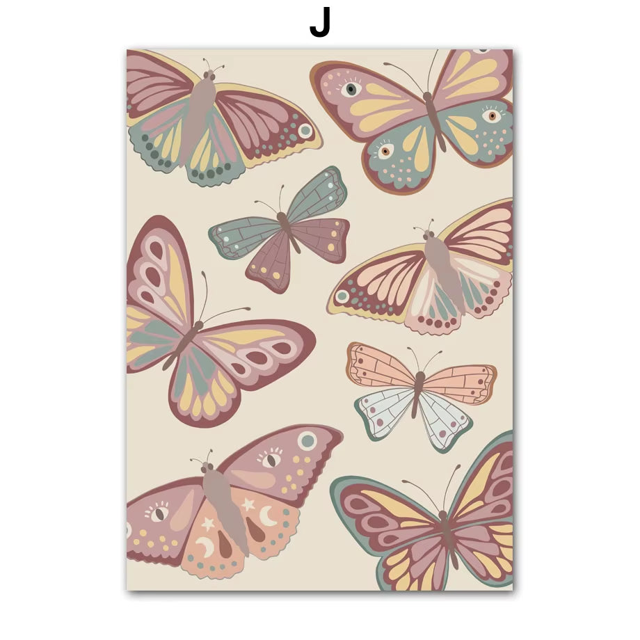 Sun Rainbow Butterfly Unicorn Flower Wall Art Canvas Painting Nordic Posters and Prints College Apartment Kids Girl'S Room Decor