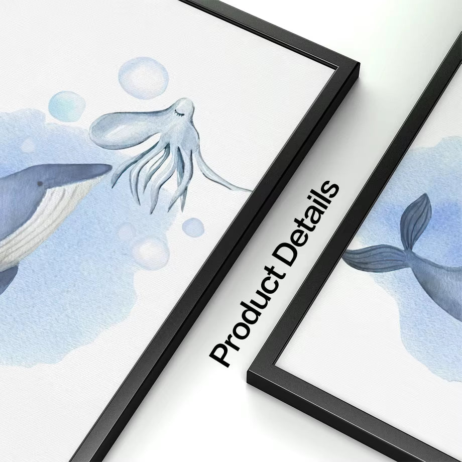 Cartoon Marine Animals Dolphins Sharks Whales Wall Art Canvas Painting Nordic Posters and Prints Pictures Baby Kids Room Decor